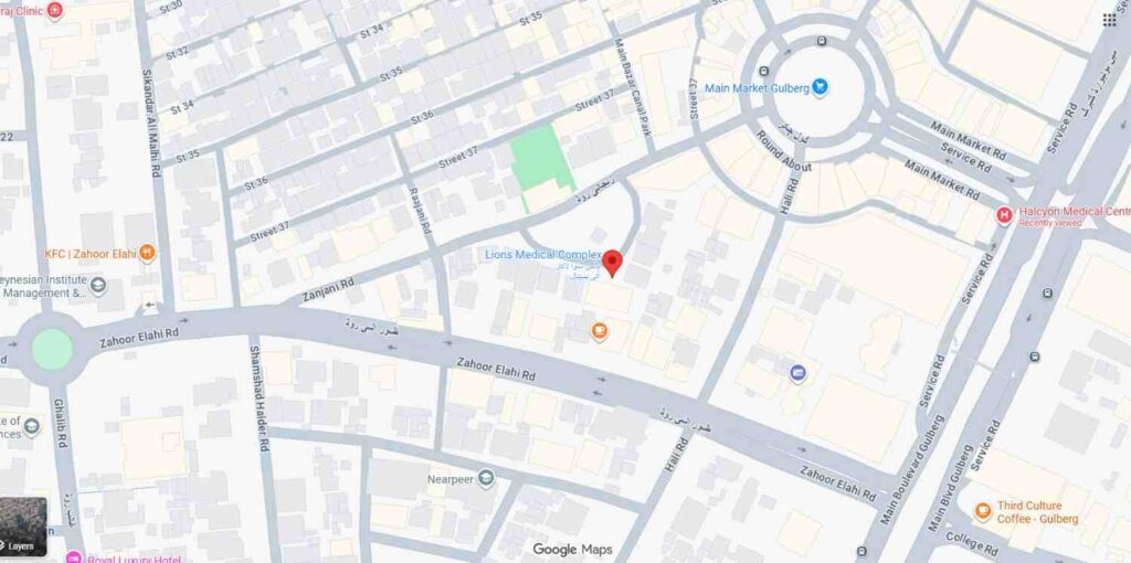 Map or location pin of Lions Medical Complex, Gulberg II, Lahore