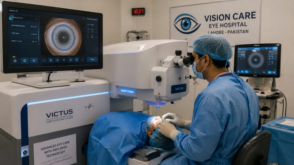 femtosecond laser cataract surgery setup at a Pakistani eye clinic